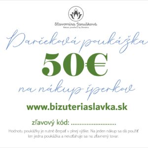 PDF Darčeková poukážka v hodnote 50€ <br><p class="stock in-stock s_in_stock_color woo-custom-stock-status">Skladom 28 ks</p>