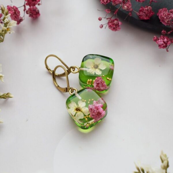 Náušnice Rozprávková záhrada štvorce 3834 B CHO