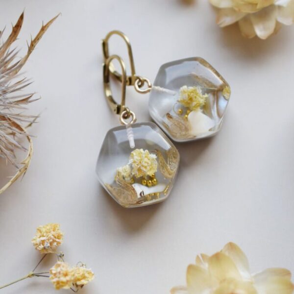 Náušnice Vanilková jar šesťuholníky 3938 A CHO