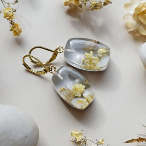 Náušnice Vanilková jar zaoblené obdĺžniky 3941 A CHO